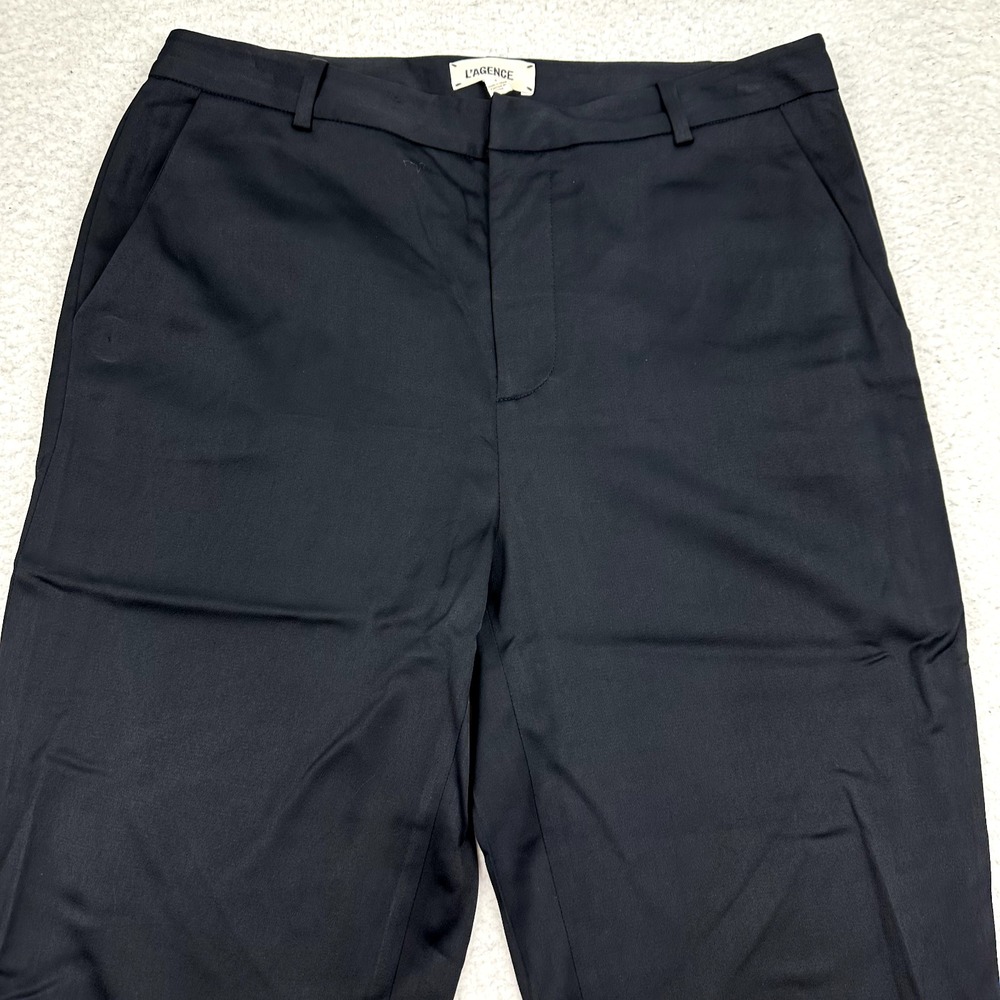 L'AGENCE‎ Flare Leg Trousers Women's 4 Black Flat Front High Waist Stretch Work